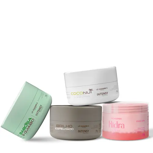 Kit 4 máscaras - Babosa e Quiabo + Brilho Espelhado + Coconut + Hidra Glow + Brinde