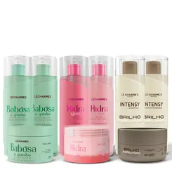 Kit Babosa e Quiabo + Kit Hidra Glow + Kit Brilho Espelhado