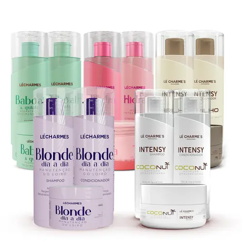 Kit Babosa e Quiabo + Brilho Espelhado + Hidra Glow + Blonde Dia a Dia + Coconut + Brinde