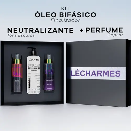 Kit Brilho Perfumado -  Óleo Bifásico + Perfume + Neutralizante Escuro