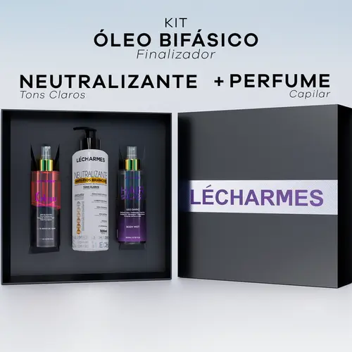 Kit Brilho Perfumado - Óleo Bifásico + Neutralizante Claro + Perfume